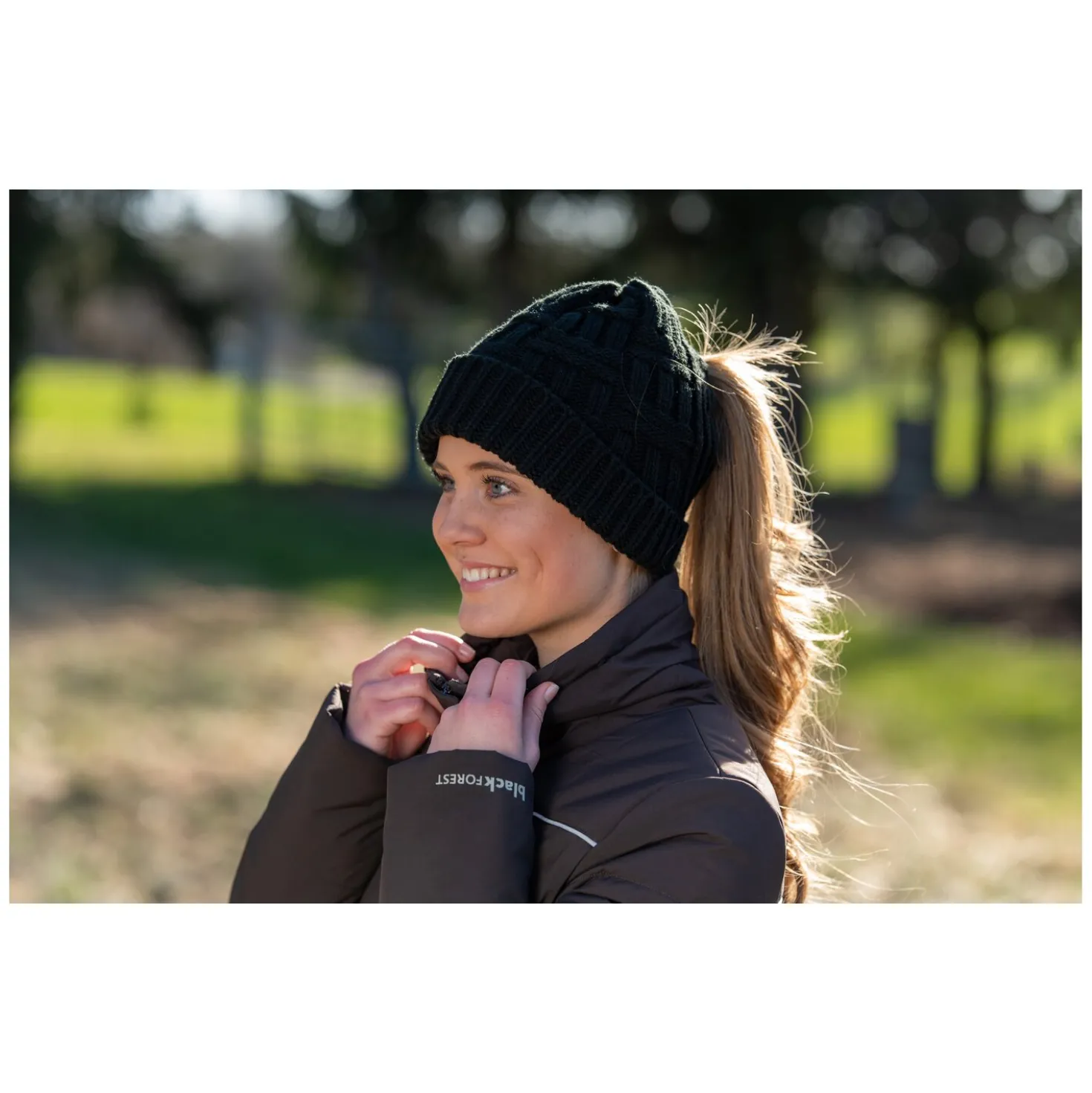 black forest Strickmütze für Haarzopf